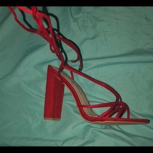 Super sexy red tie up heels